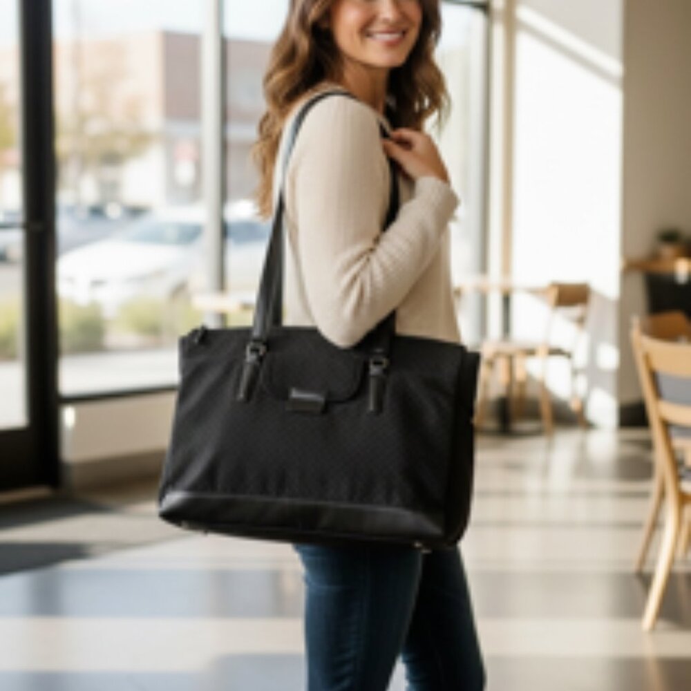 Vera Bradley Commuter Tote Black Laptop Compartment Shoulder Bag